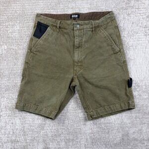 Izzue Olive Green Utility Shorts Womens Size 3 Workwear Cinch Back Cotton